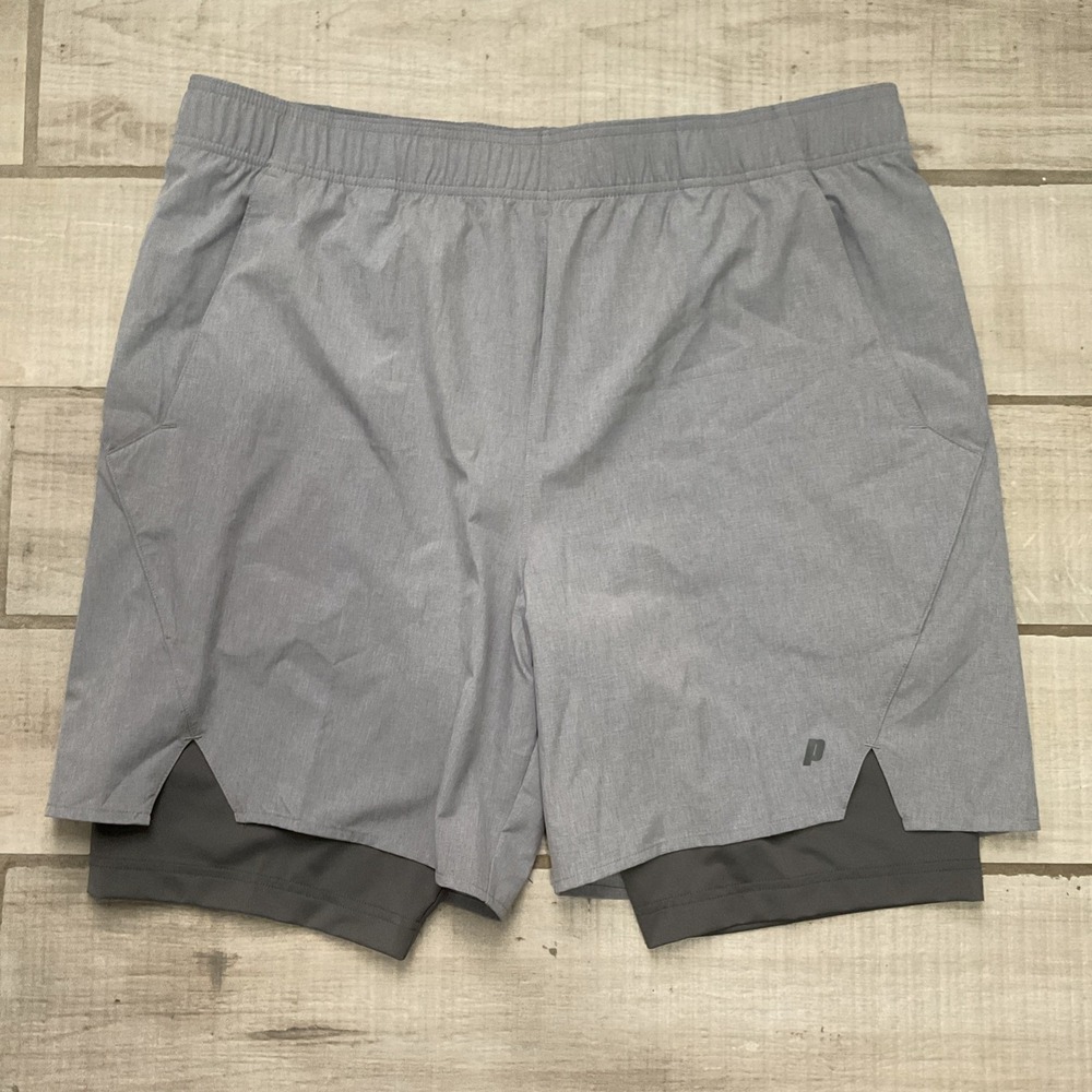 Prince Men's Fashion 9" Double Tennis‎ Shorts Black Size XXL